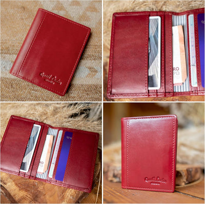 Gusti Kartenhalter Leder - Hal Kartenhülle Kartenetui Brieftasche Rot Leder, Rot