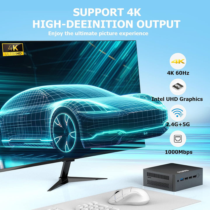 AWOW Mini PC Wi-11 Pro Gen12 N100 Quad Core 3.40GHz, 8GB DDR5 4800MHz 512GB M.2 SSD Mini Desktop Com