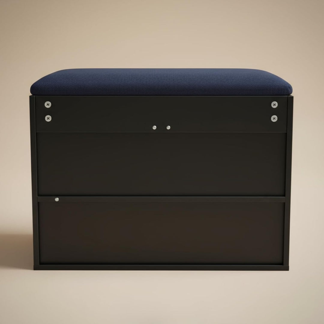 Schuhschrank mit Sitzbank, 60 x 30 x 47 cm, MDF und Polyester Bezug, Flurbank mit Stauraum, Schuhauf