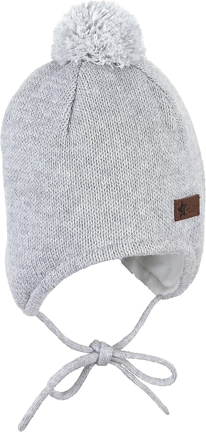 Sterntaler Unisex Ocs Strickmütze mit Bommel Mütze, Silber Melange