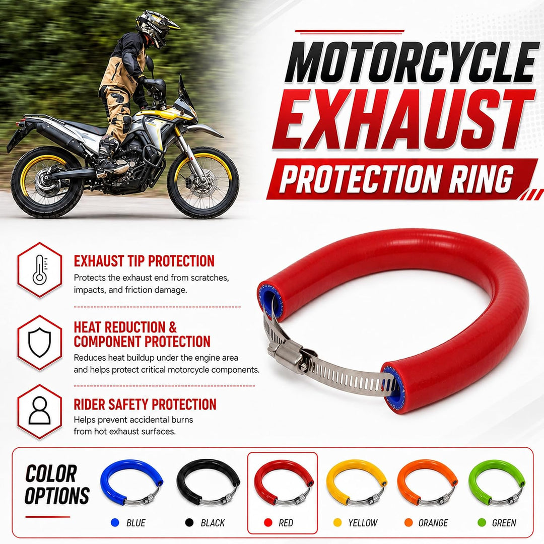 JFG RACING 64 cm/25,2" Motorrad Auspuff Schutzring,Universeller-Rot Rot 38CM-64CM, Rot 38CM-64CM