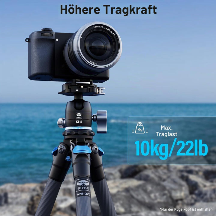 SIRUI KS-5 Kugelkopf Low Profile für Stativ, 29 mm 360° Panorama Aluminium Stativkopf für Kamera, Ca