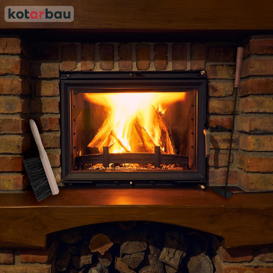 KOTARBAU® Kaminbesteck 5er Set mit Schürhaken Besen Schaufel Kaminbesen Besenstab mit Holzgriff Kami