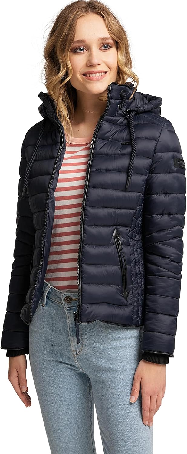 Navahoo Damen leichte Übergangsjacke Steppjacke mit Kapuze Lulana XS-XXL M Navy, M Navy