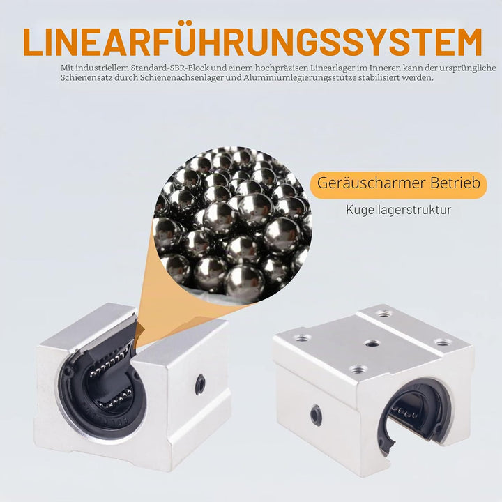 CNCYEAH 2 stücke Linear Schiene SBR16-500mm 16 MM Linearlager Schiene Gleitführung Welle + 4 Stücke