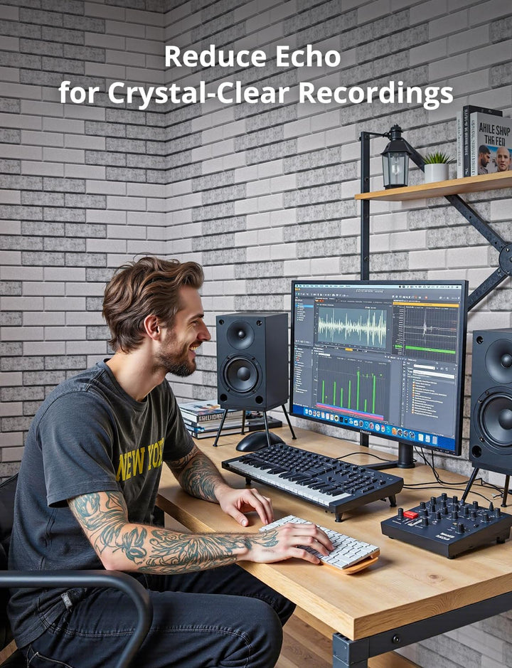 Akustikplatten Selbstklebend, 18 Stück Schallabsorber für Wand, Tür, Decke, Acoustic Panels, Studio,