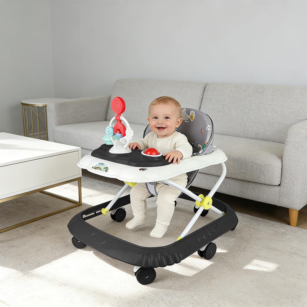 Lauflernhilfe 4 in 1, faltbar, für Babys mit interaktivem Spielbrett mit Geräuschen, kippsichere Bas