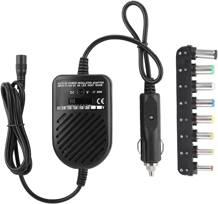 ASHATA Universalnezteil AC Adapter,80W DC Auto Notebook Ladegerät Netzteil+8 Anschlussstecker,Multif