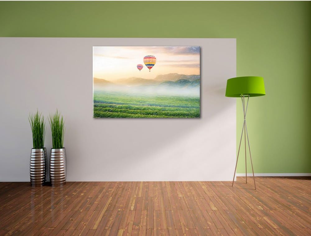 Pixxprint Heissluftballon Landschaft als Leinwandbild/Grösse: 100x70 / Wandbild/Kunstdruck/fertig be