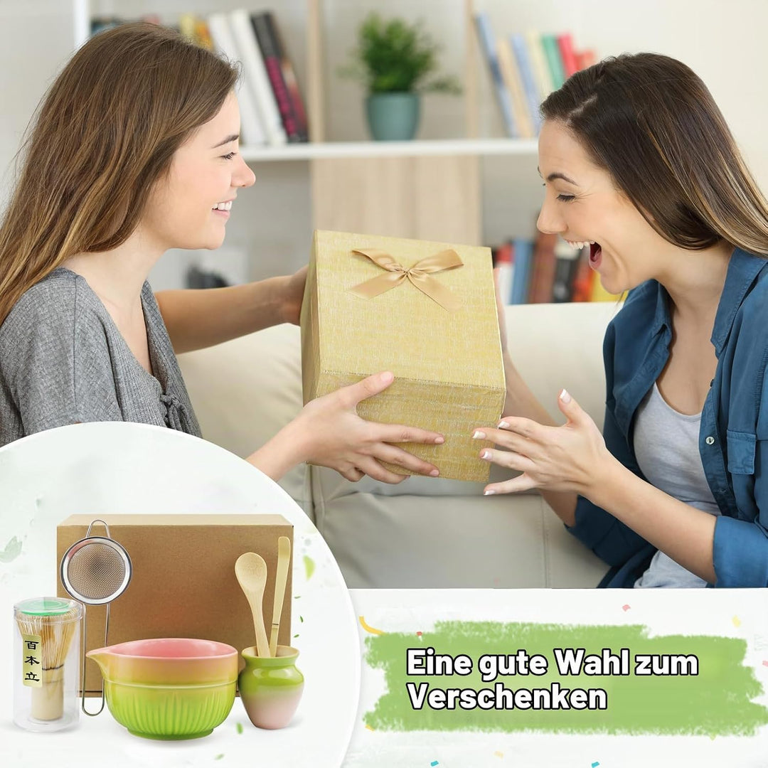 Matcha Set, 1 Matcha-Schale, 1 Matcha-Bambusbesen, 1 Messlöffel, 1 Sieb, 1 Matcha-Besenhalter, für z
