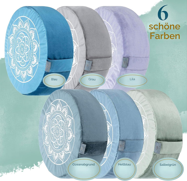 Florensi Meditationskissen (40,6 x 40,6 x 12,7 cm), grosses Samt-Meditationskissen, Premium-Yoga-Kis