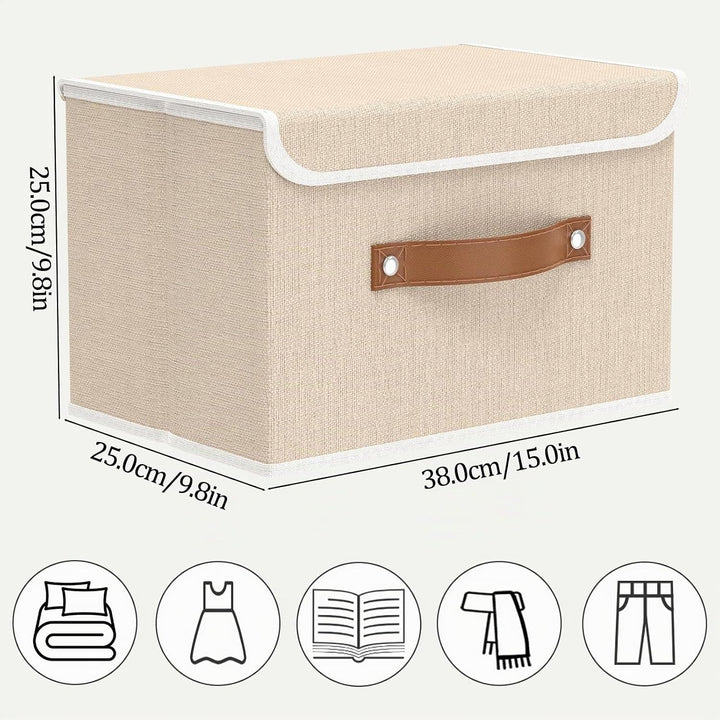 OUTBROS Aufbewahrungsboxe mit Deckel, 38 x 25 x 25 cm, Faltbare Stoffboxen,Aufbewahrungskörbe,kleide