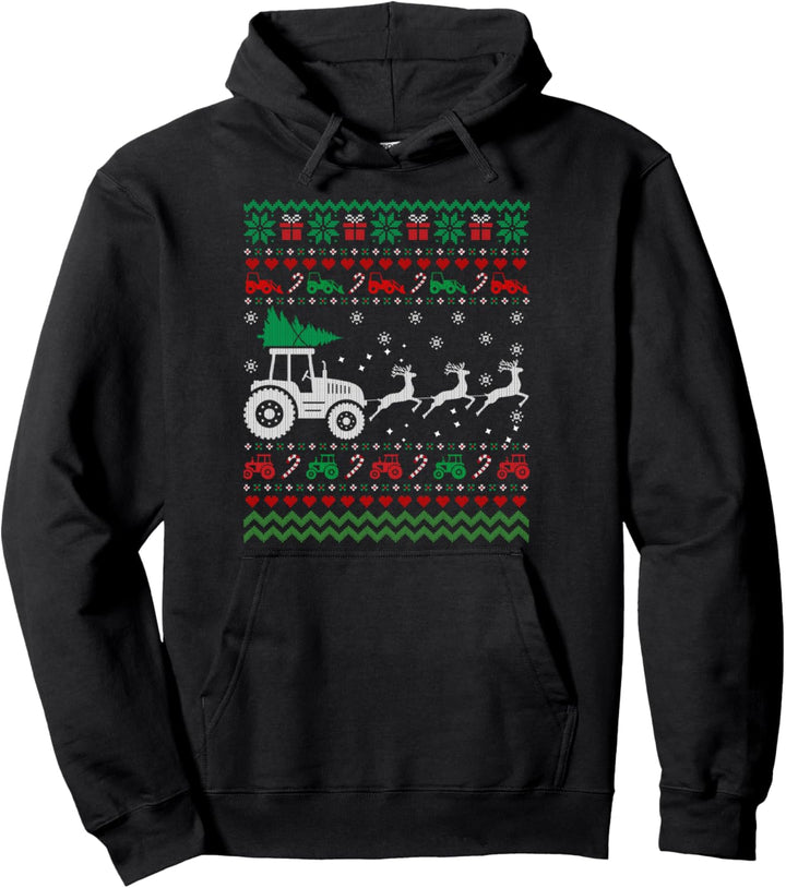 Traktor Ugly Christmas Sweater Xmas Funny Farmer Pullover Hoodie