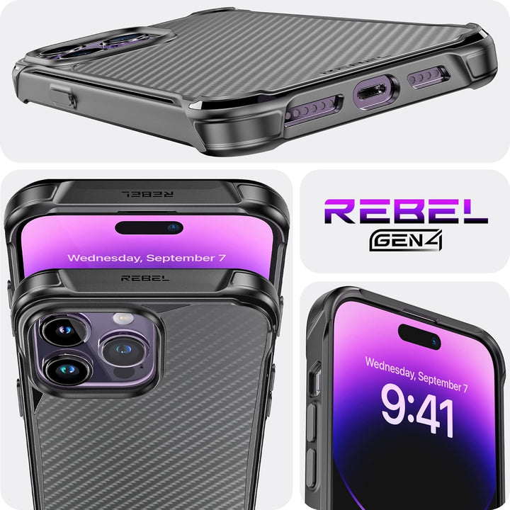 REBEL Handyhülle für iPhone 14 Pro Max Serie GEN-4 Aramidfaser, stark MagSafe-kompatibel, schützende