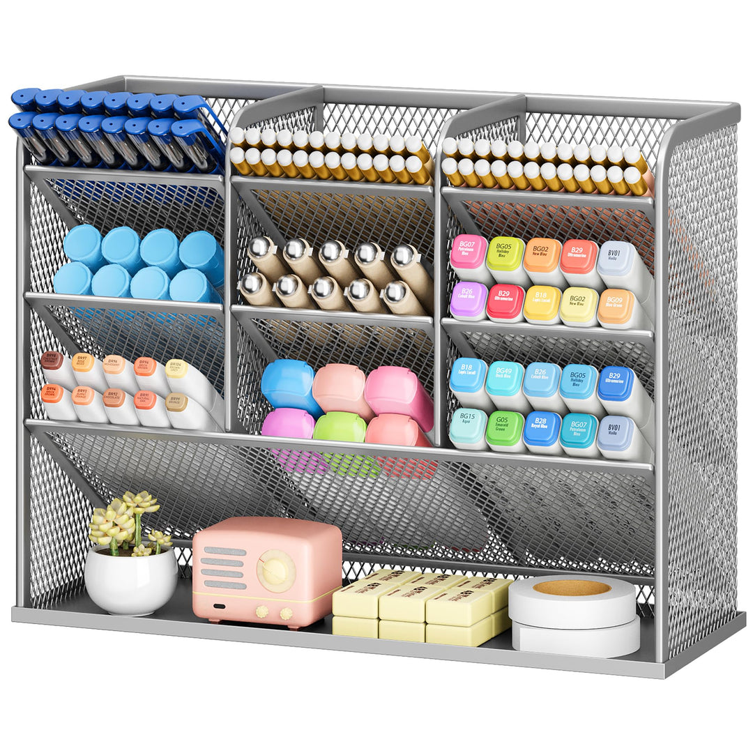 VITVITI Schreibtisch Organizer, 9 Fächer Stiftehalter, Netz Stifte Regal aus Metall, Stiftehalter Sc