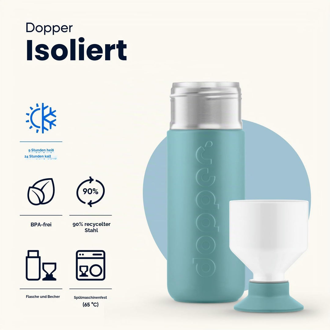 Dopper Insulated 580ml Thermosflasche Bottlenose Blue - Doppelwandig, auslaufsicher, hält 24h kalt/9
