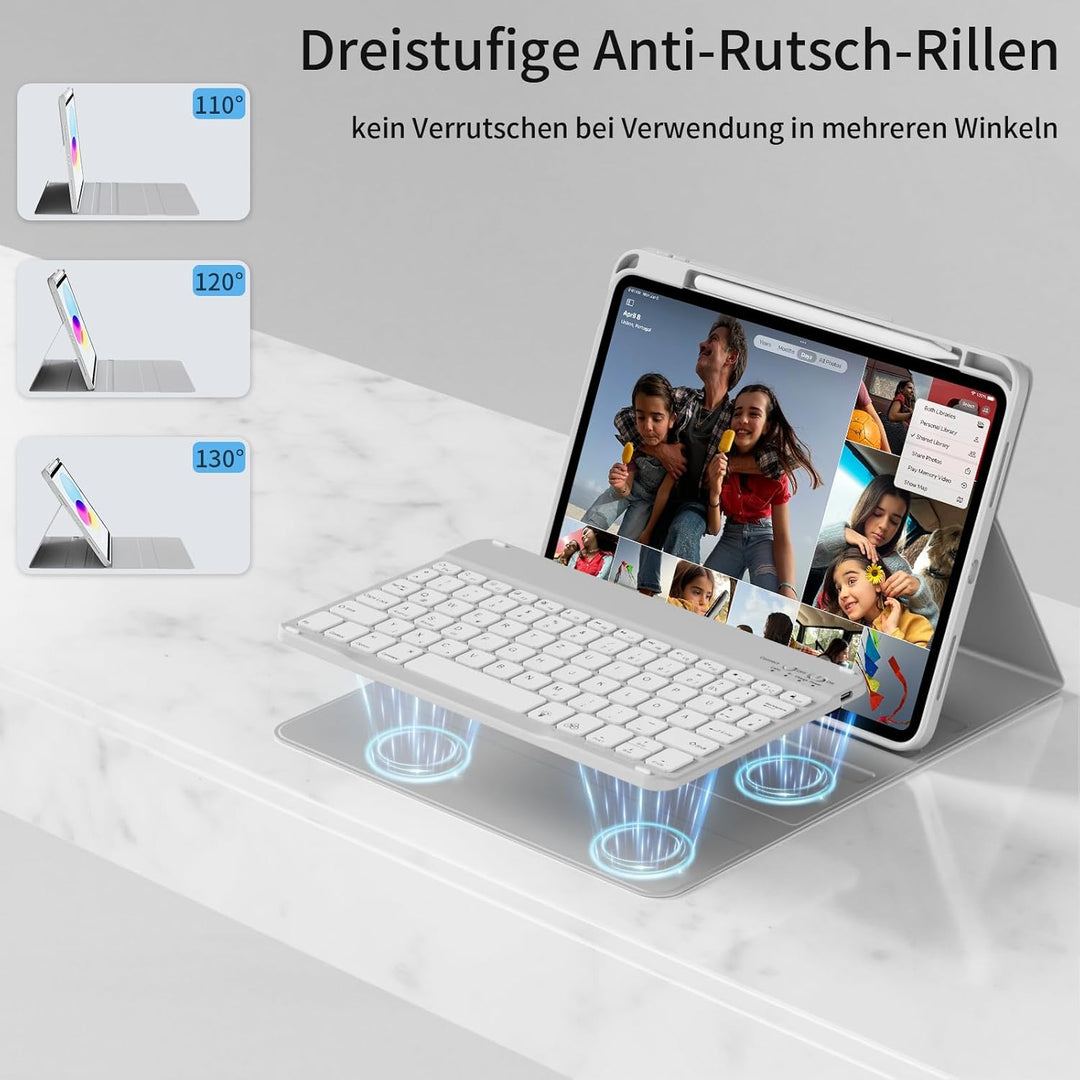 Hülle mit Tastatur für iPad A16 11. / 10. Generation (11 Zoll 2025/10,9 Zoll 2022) mit Stifthalter,