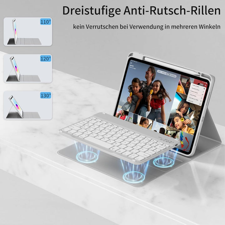 Hülle mit Tastatur für iPad A16 11. / 10. Generation (11 Zoll 2025/10,9 Zoll 2022) mit Stifthalter,