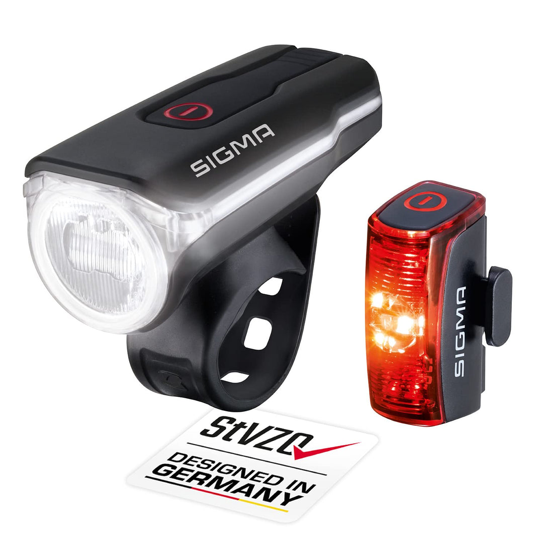 SIGMA LED Fahrradlicht Set AURA 60 und INFINITY | StVZO zugelassenes, akkubetriebenes Vorderlicht un