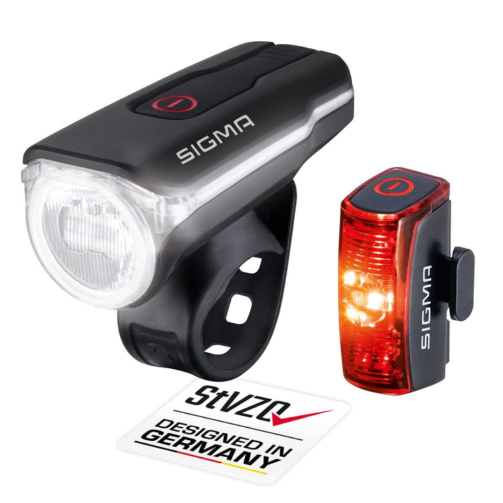 SIGMA LED Fahrradlicht Set AURA 60 und INFINITY | StVZO zugelassenes, akkubetriebenes Vorderlicht un