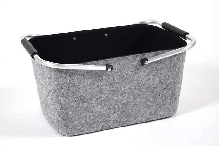 Kobolo Filzkorb Einkaufskorb Korb gross - Klappbügel - Filz - grau schwarz - 42x30x22 cm