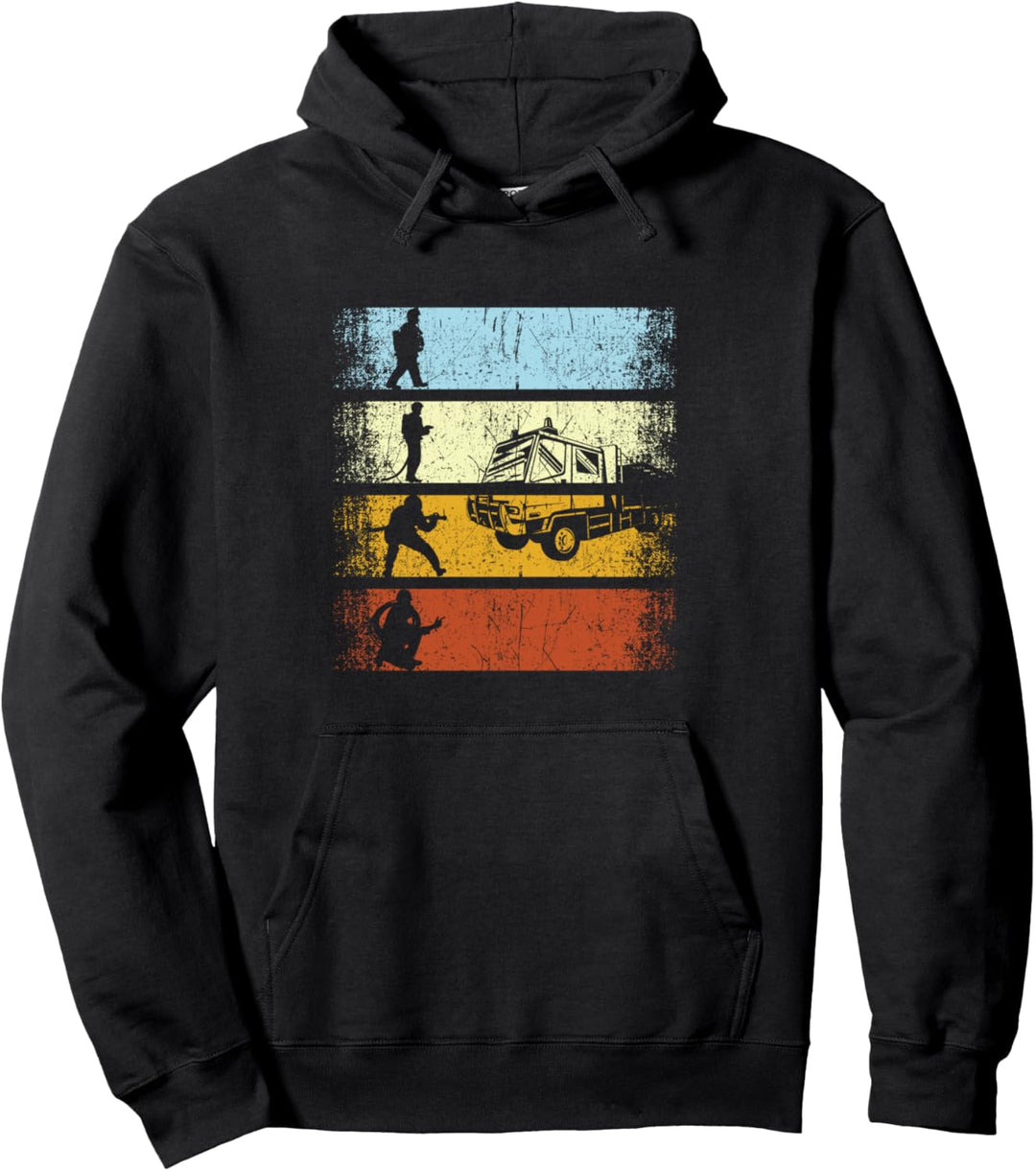 Retro Feuerwehr Feuerwehrmann Firefighter Feuerwehrauto Pullover Hoodie