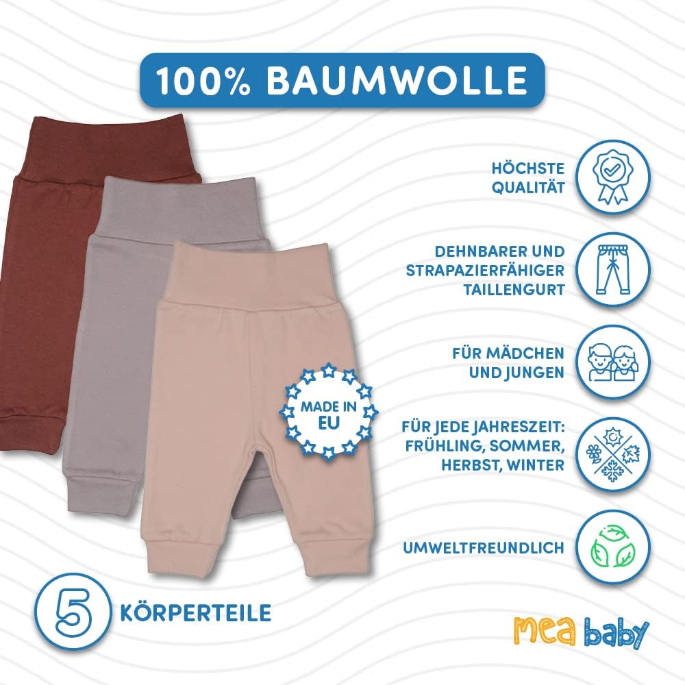 Unisex Baby Hose aus 100% Baumwolle im 5er Pack/Pumphose. Babyhose für Jungen Baby Hose für Mädchen,
