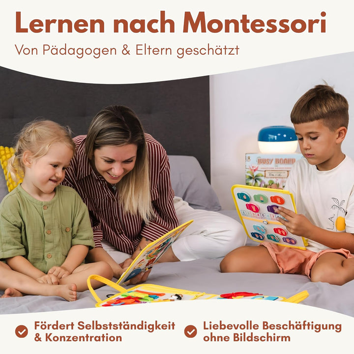Lion’s Collection Montessori Busy Board Deutsch ab 3 Jahre – Busy Book & Activity Board für Kinder –