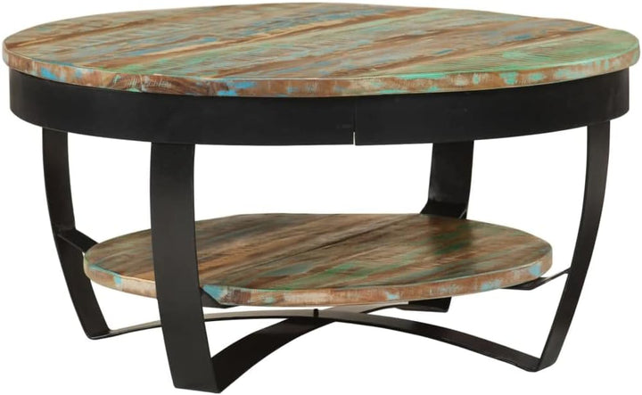 vidaXL Massivholz Couchtisch Ablage Beistelltisch Kaffeetisch Wohnzimmertisch recyceltes Massivholz,