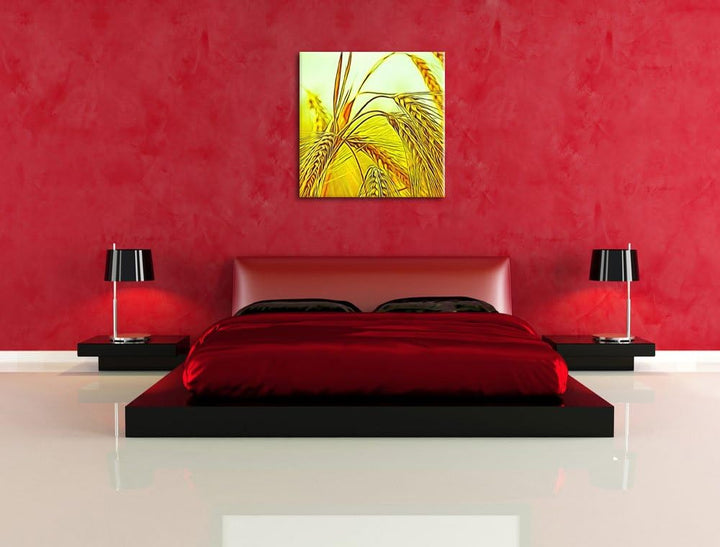 Pixxprint Weizenfeld, Format: 70x70 auf Leinwand, XXL riesige Bilder fertig gerahmt mit Keilrahmen,
