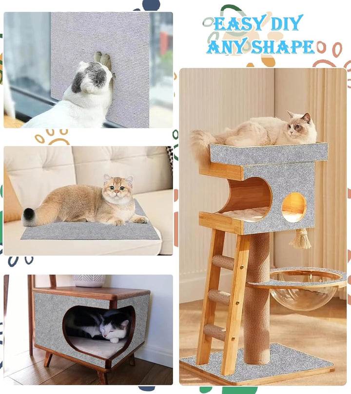KVIDA Kratzmatte für Katzen, zuschneidbar, selbstklebend, für Couch-Möbel oder Wandschutz, Abdeckung