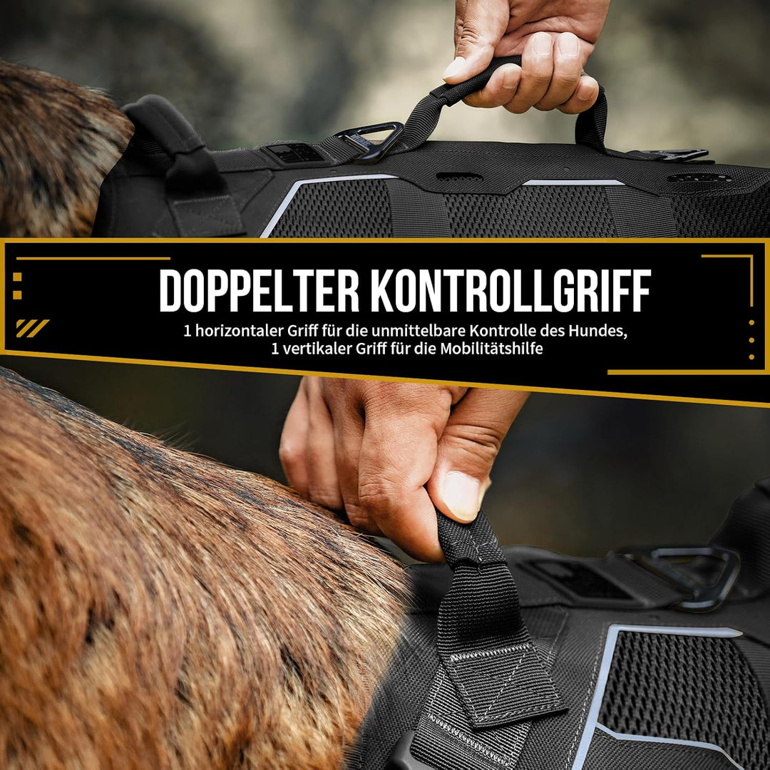 OneTigris Hundegeschirr, AIRE ARMOR Mesh Einstellbar Sicherheitsgeschirr mit 2 Griffe und 3 D-Ringen