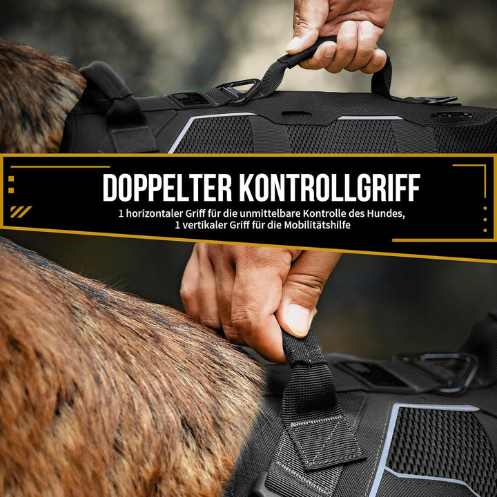 OneTigris Hundegeschirr, AIRE ARMOR Mesh Einstellbar Sicherheitsgeschirr mit 2 Griffe und 3 D-Ringen