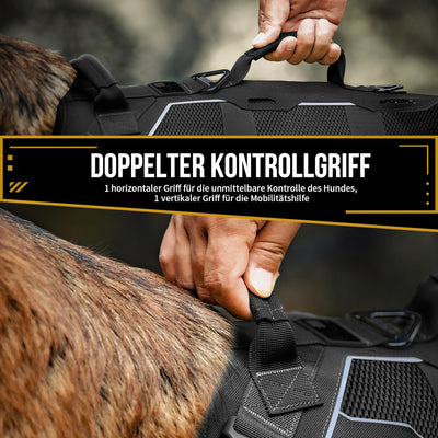 OneTigris Hundegeschirr, AIRE ARMOR Mesh Einstellbar Sicherheitsgeschirr mit 2 Griffe und 3 D-Ringen