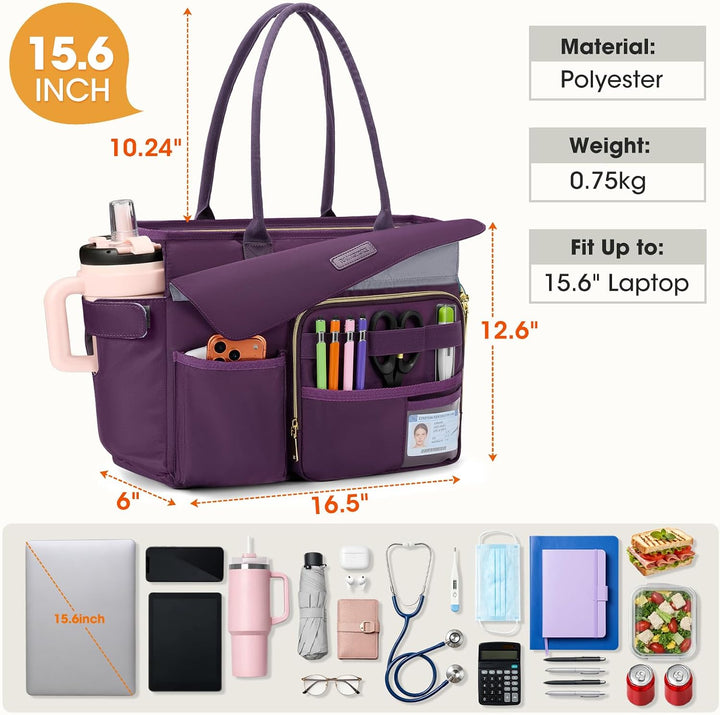 RAINSMORE Lehrertasche Damen mit Lunchfach 15,6 Zoll Laptoptasche Gross Isoliertes Fach Wasserdicht