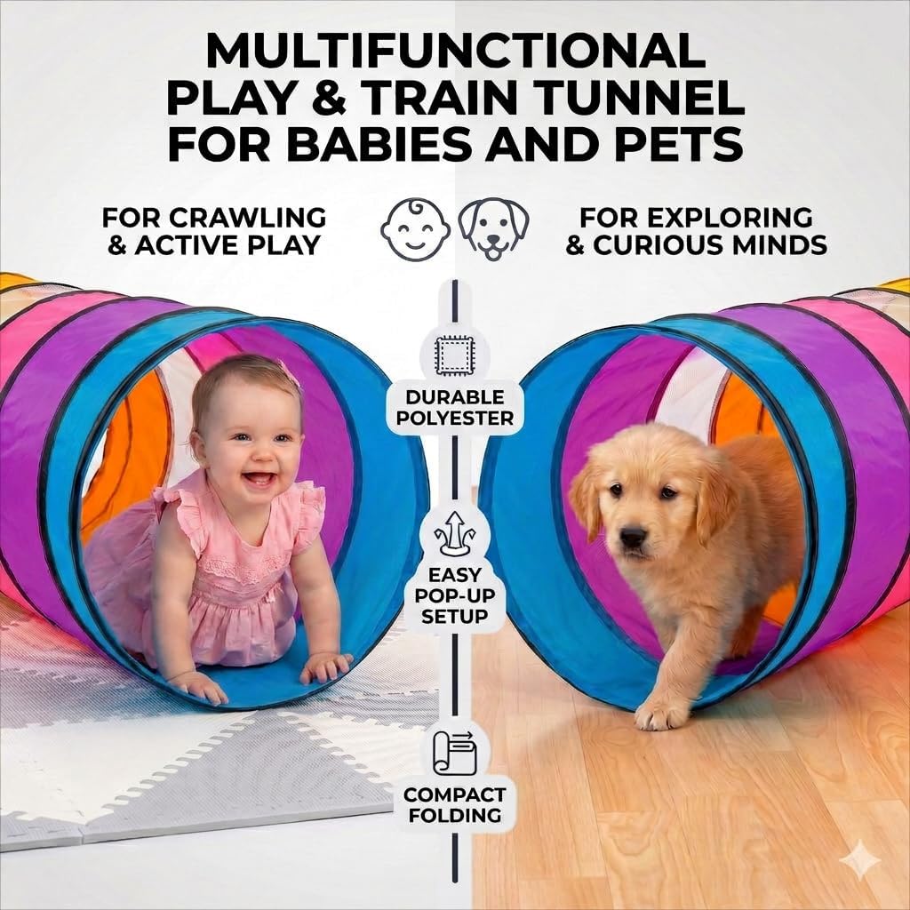 NUBUNI Tunnel XL 180 cm. : Tunnel Kinder : Kriechtunnel : Krabbeltunnel für Kinder : Spieltunnel Kin