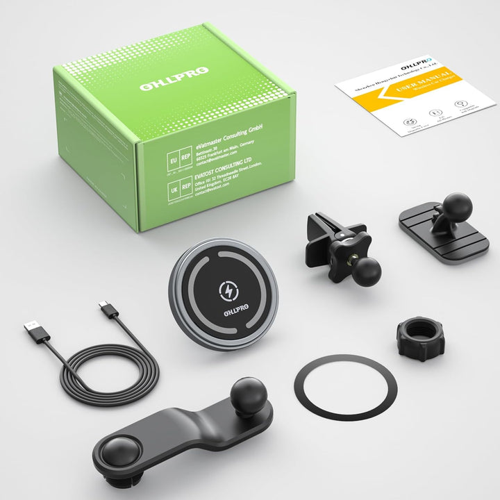 Kompatibel 15W Qi Ladegerät Magsafe Autohalterung 【Alulegierung】, Kabelloses Magnet Auto Lüftung Han