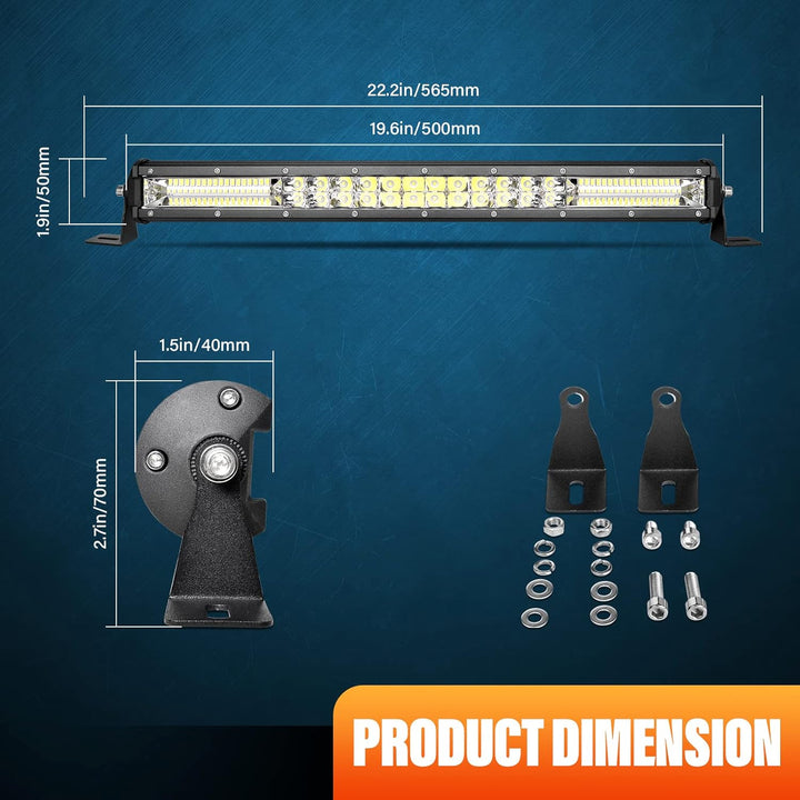 AUXTINGS LED Zusatzscheinwerfer Bar,50 cm 180W Lightbar 12600lm Schlank Einzelreihe LED Arbeitsschei