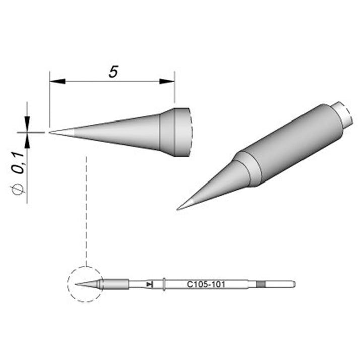 JBC C105128 Lötspitze Hohlkehle, Durchmesser 1mm