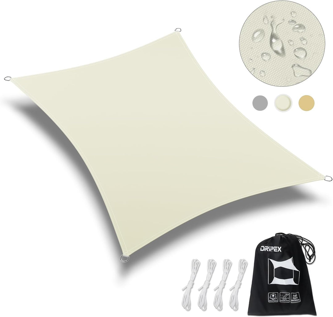 Dripex Sonnensegel wasserdicht Sonnenschutz Set 3X3 m inkl Befestigungsseile Rechteckig Polyester Im