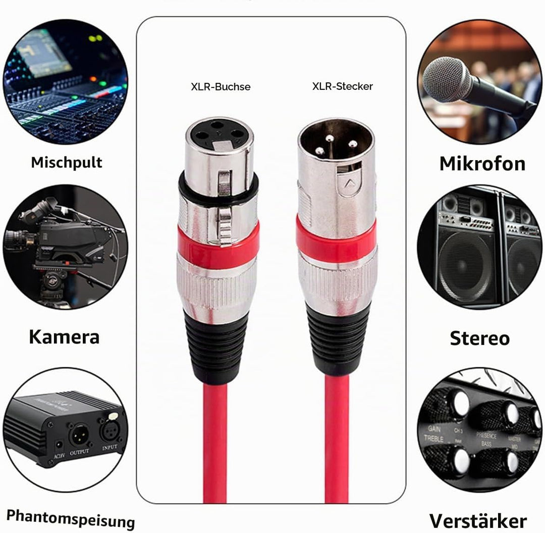 6er-Pack Mikrofonkabel, XLR-Kabel, Mikrofonkabel, Stecker auf Buchse, symmetrisches XLR-Mikrofonkabe