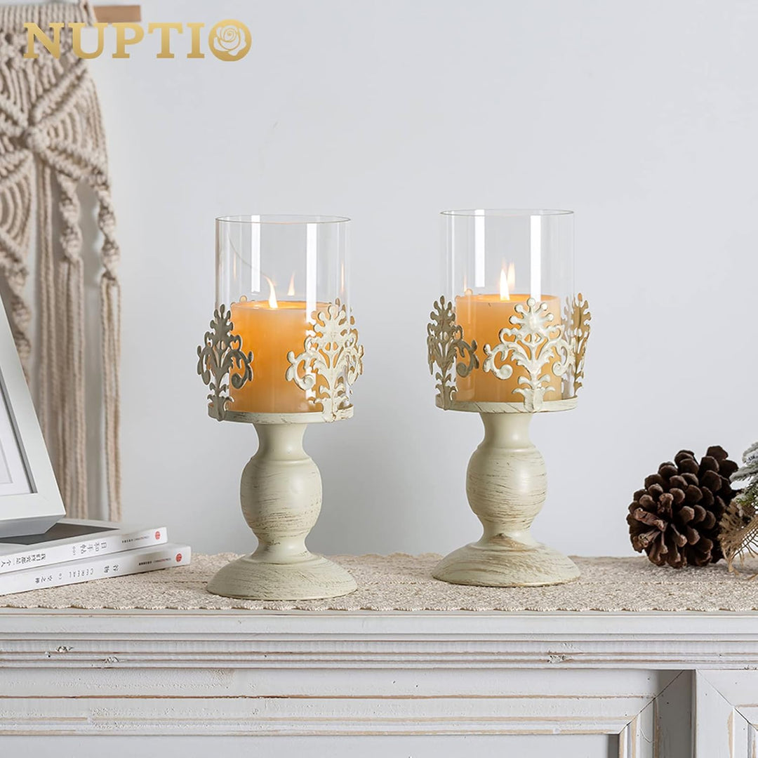 NUPTIO 2 Stücke Vintag Design Geschnitzter Kerzenständer, Paket Aktualisiert Hochzeit Party Weihnach