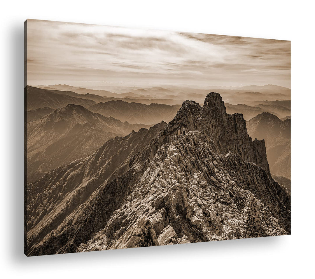 deyoli Japanischen Alpen Effekt: Sepia Format: 80x60 als Leinwandbild, Motiv fertig gerahmt auf Echt