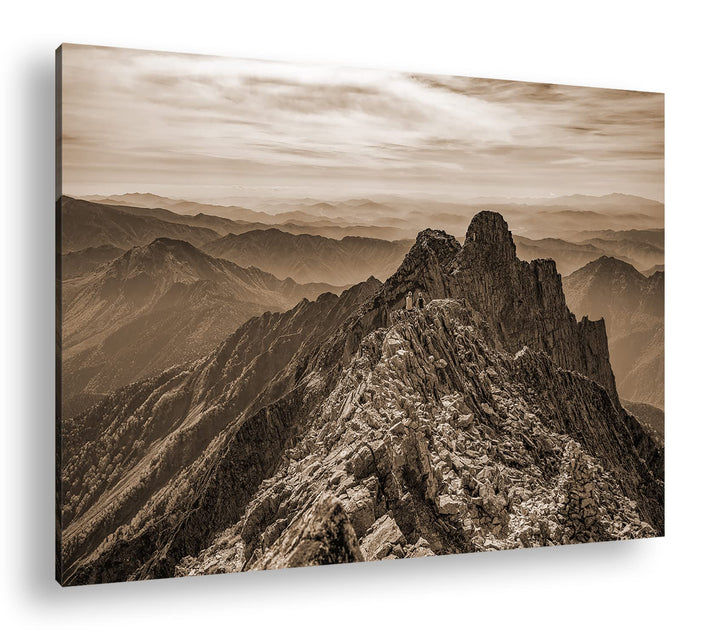 deyoli Japanischen Alpen Effekt: Sepia Format: 80x60 als Leinwandbild, Motiv fertig gerahmt auf Echt