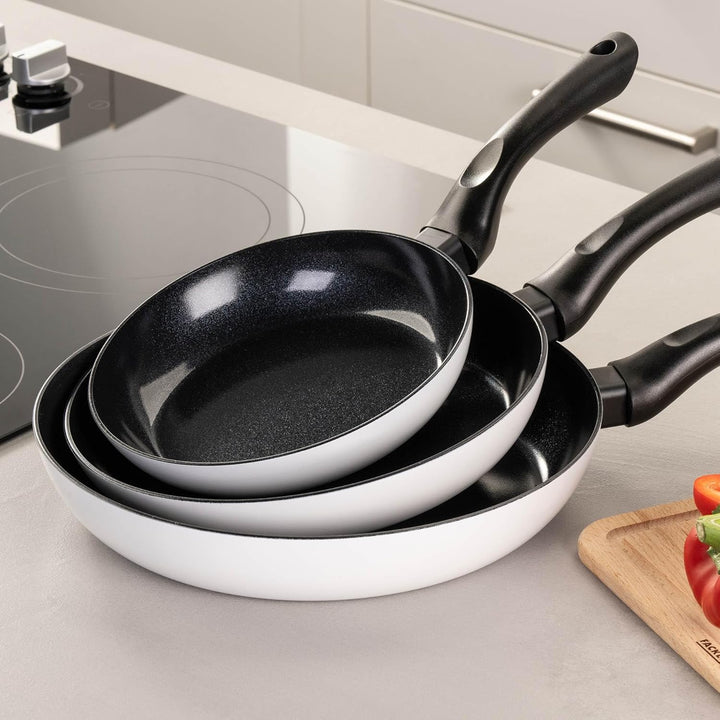 FACKELMANN Arcadalina Bratpfannen-Set, 3-teilig, Ø 20 cm, 24 cm & 28 cm, aus recyceltem Aluminium mi