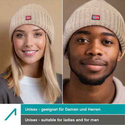 ACE Norway Winter-Mütze aus Schaf-Wolle - warme Strickmütze für Damen & Herren - weiche Wollmütze fü