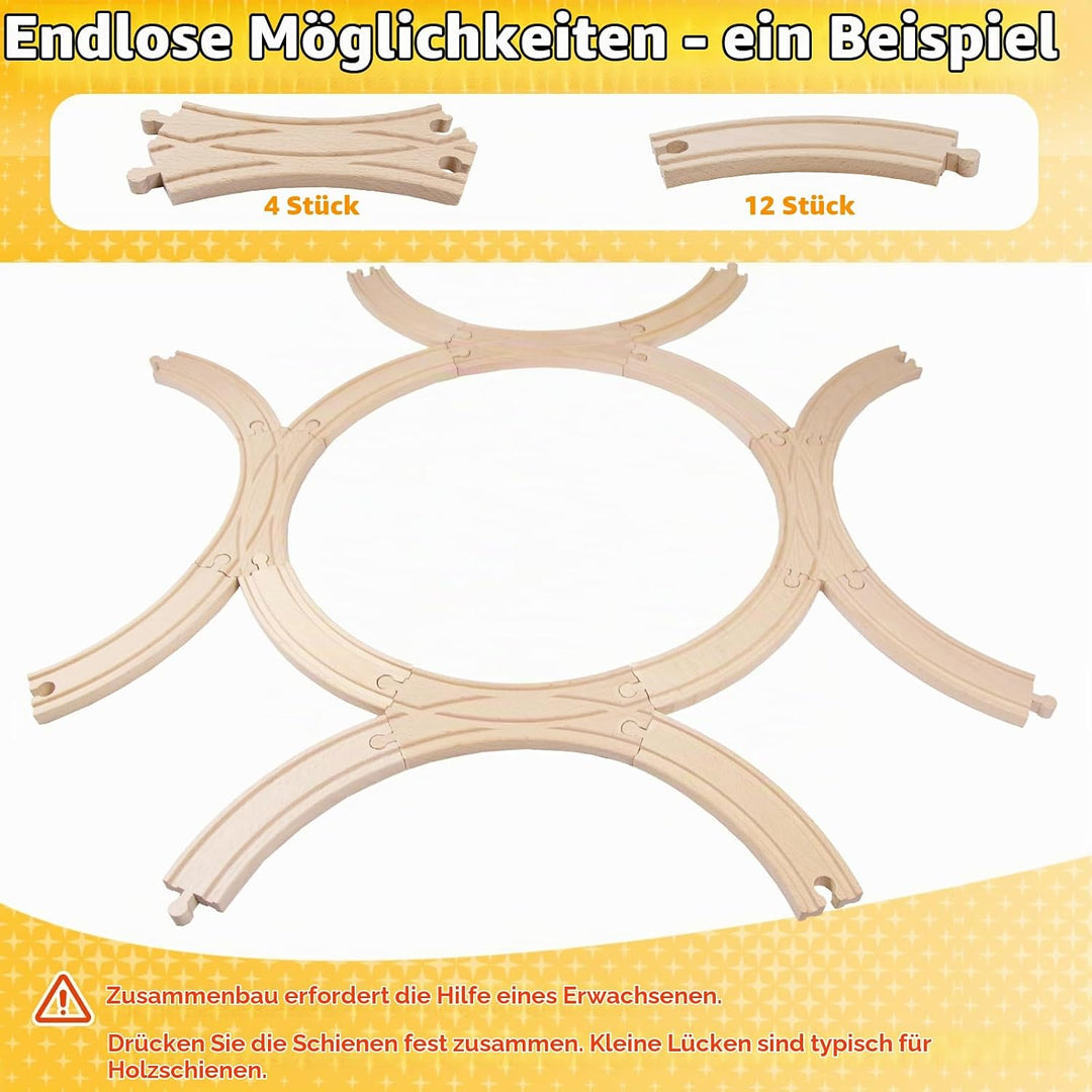 Holzeisenbahn Schienenset, Kompatibilität mit Allen Holzeisenbahn Zubehör und Holzschienen, robust l