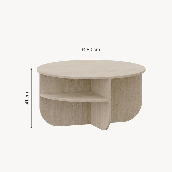 [en.casa] Couchtisch Reykhon Wohnzimmertisch Ø80 x 41 cm Sofatisch mit 2 Ablageflächen Kaffeetisch r