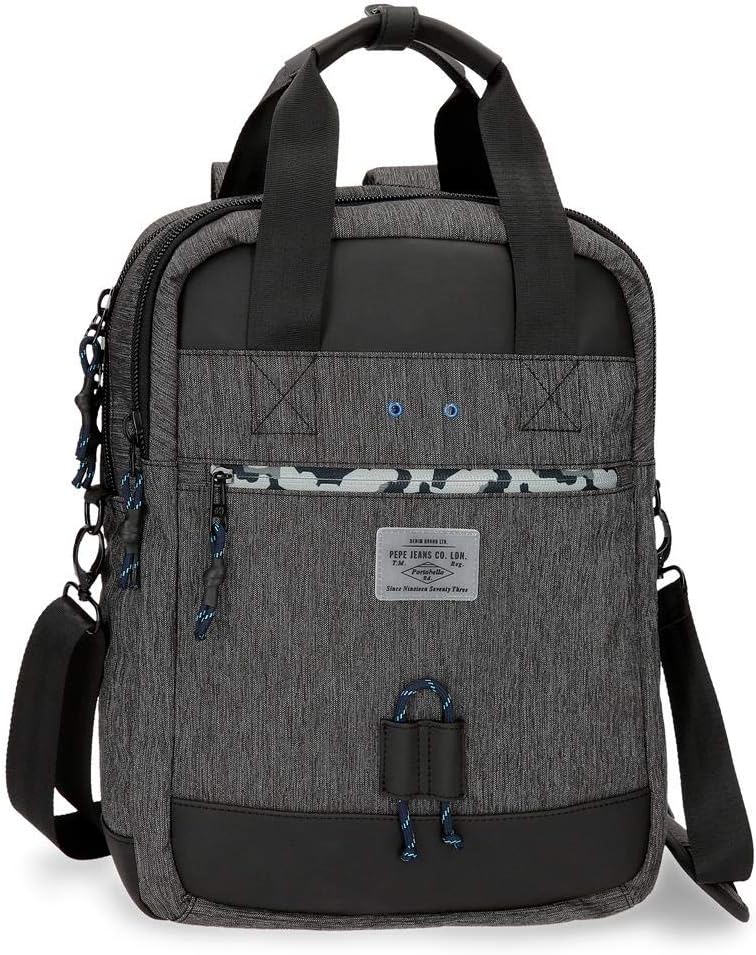 Pepe Jeans Raw Laptop-Rucksack mit Schulterriemen Grau 32x42x12 cms Polyester 15,6" 16.13L Rucksack