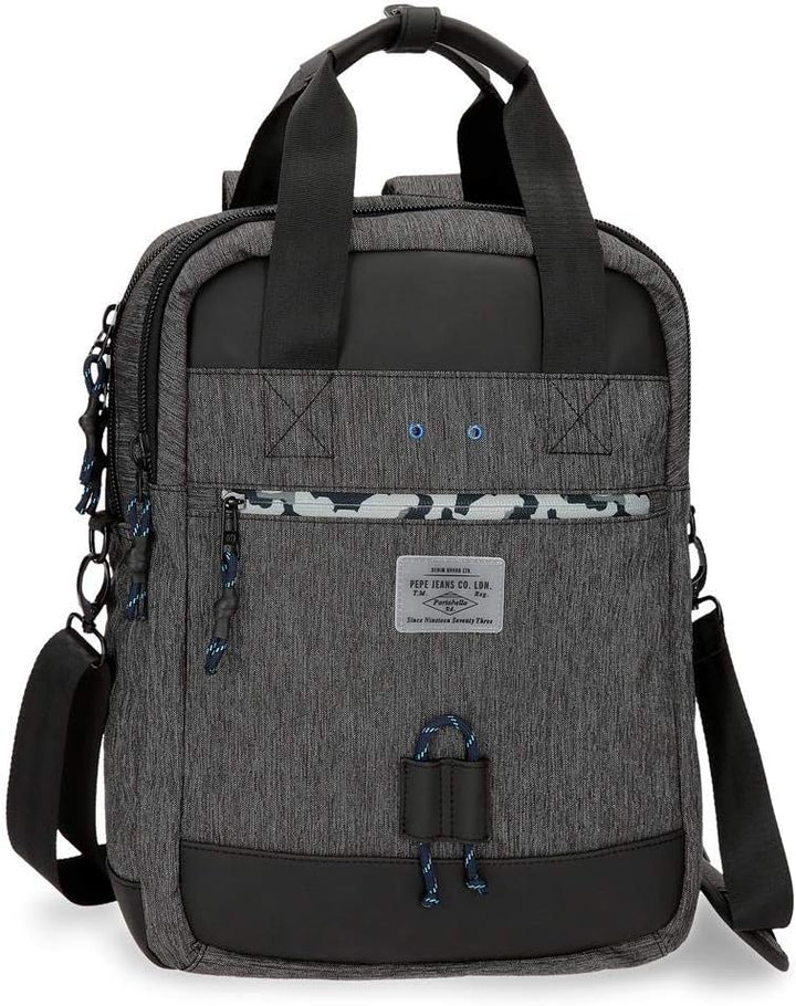 Pepe Jeans Raw Laptop-Rucksack mit Schulterriemen Grau 32x42x12 cms Polyester 15,6" 16.13L Rucksack
